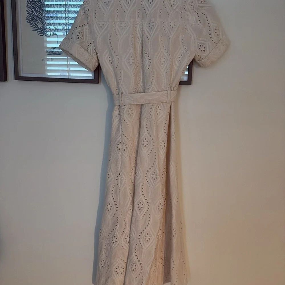 Sezane Cream Eyelet Midi Dress - Picture 8 of 9